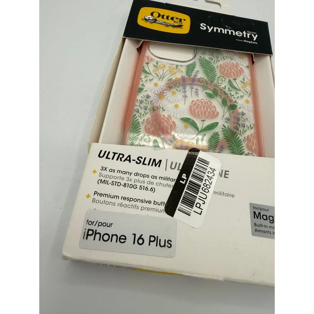 OtterBox Symmetry iPhone 16 Plus Case Pink Floral New MagSafe Slim